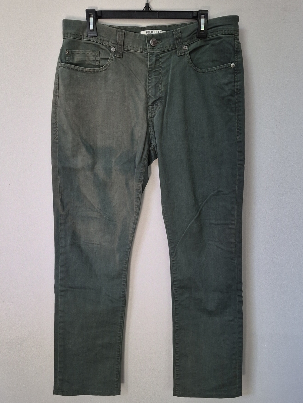 Fidelity Denim Men’s 34x32 Jimmy Slim Straight Belmont Evergreen 5 Pocket Jeans